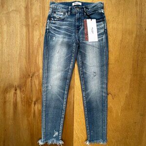 MOUSSY VINTAGE DIANA SKINNY LOW RISE JEANS WOMEN’S sz 24 Light Wash Frayed NEW